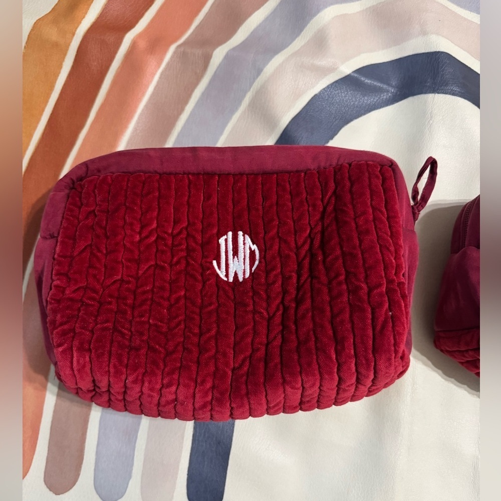 Pottery Barn velvet make up bag